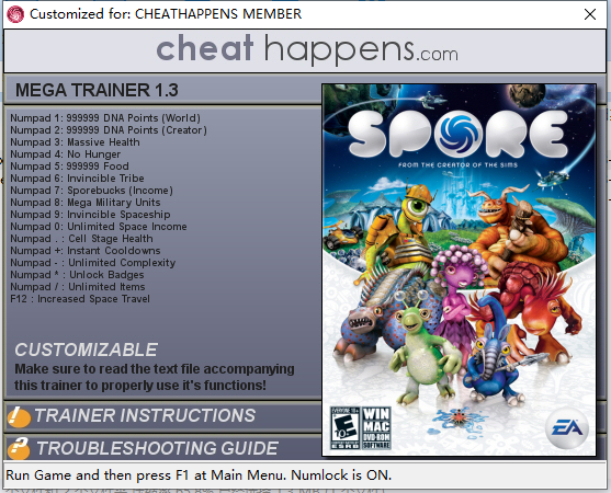 孢子30项属性修改器