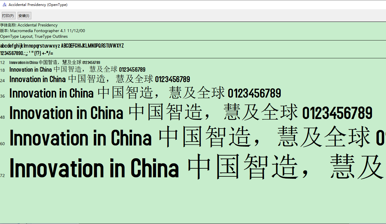 accidental presidency字体