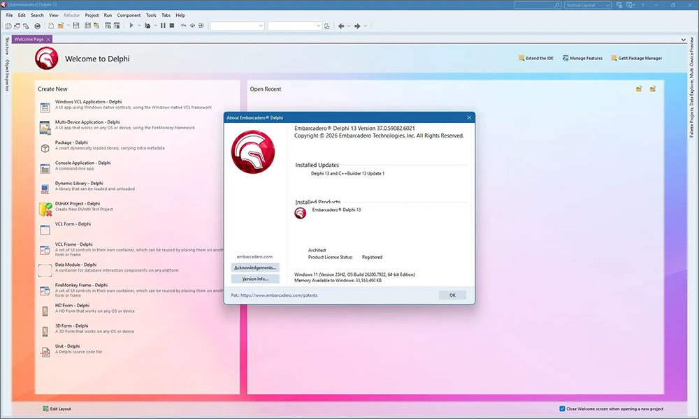Embarcadero Delphi 13.1 Florence (Lite v19.1)
